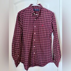 Ralph Lauren Men's Red Checkered Button Down Shirt
